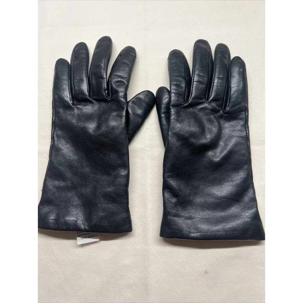 vintage black leather Gloves 100% Cashmere Lining size 7 ‎ gloves ladies